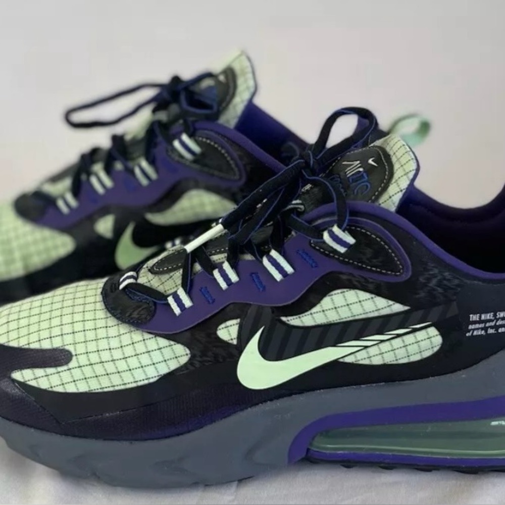 Nike Air Max 270 React Future Swoosh Mens Size 11 Black, Green & Purple NEW - Picture 2 of 16